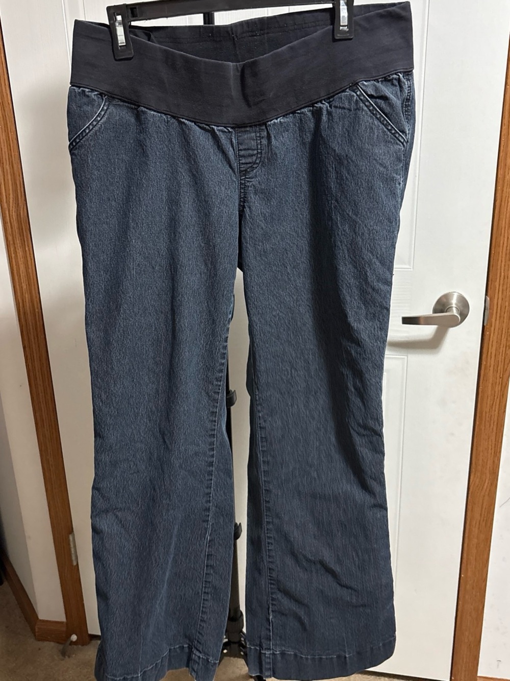 duo Maternity Dark Blue Denim Maternity Jeans with Black Waistband